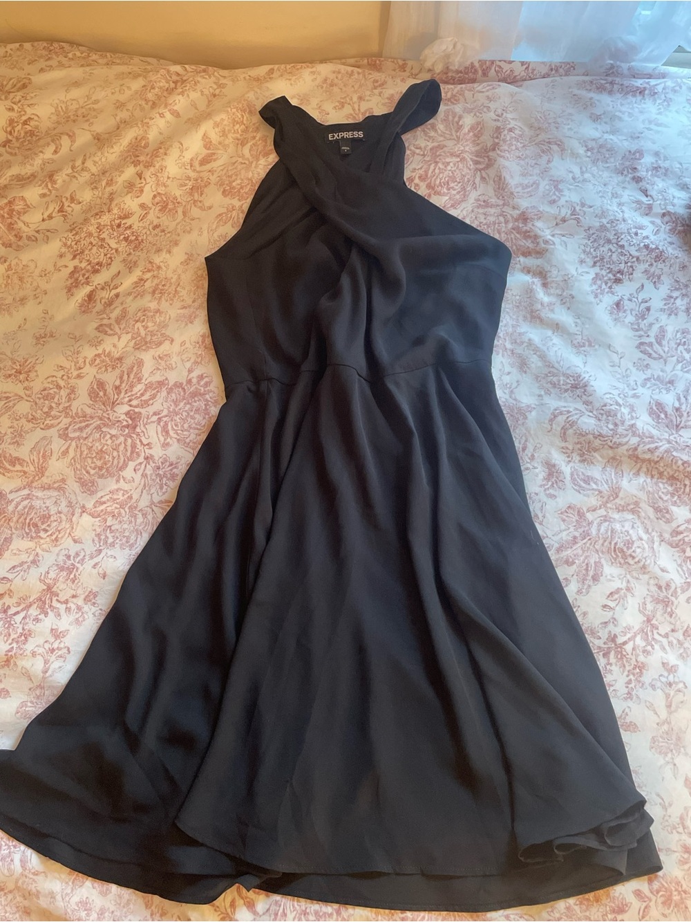Express Black One-Shoulder Twist A-Line Dress